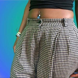 Vintage Plaid Black, Tan, White & Navy Blue Pants!